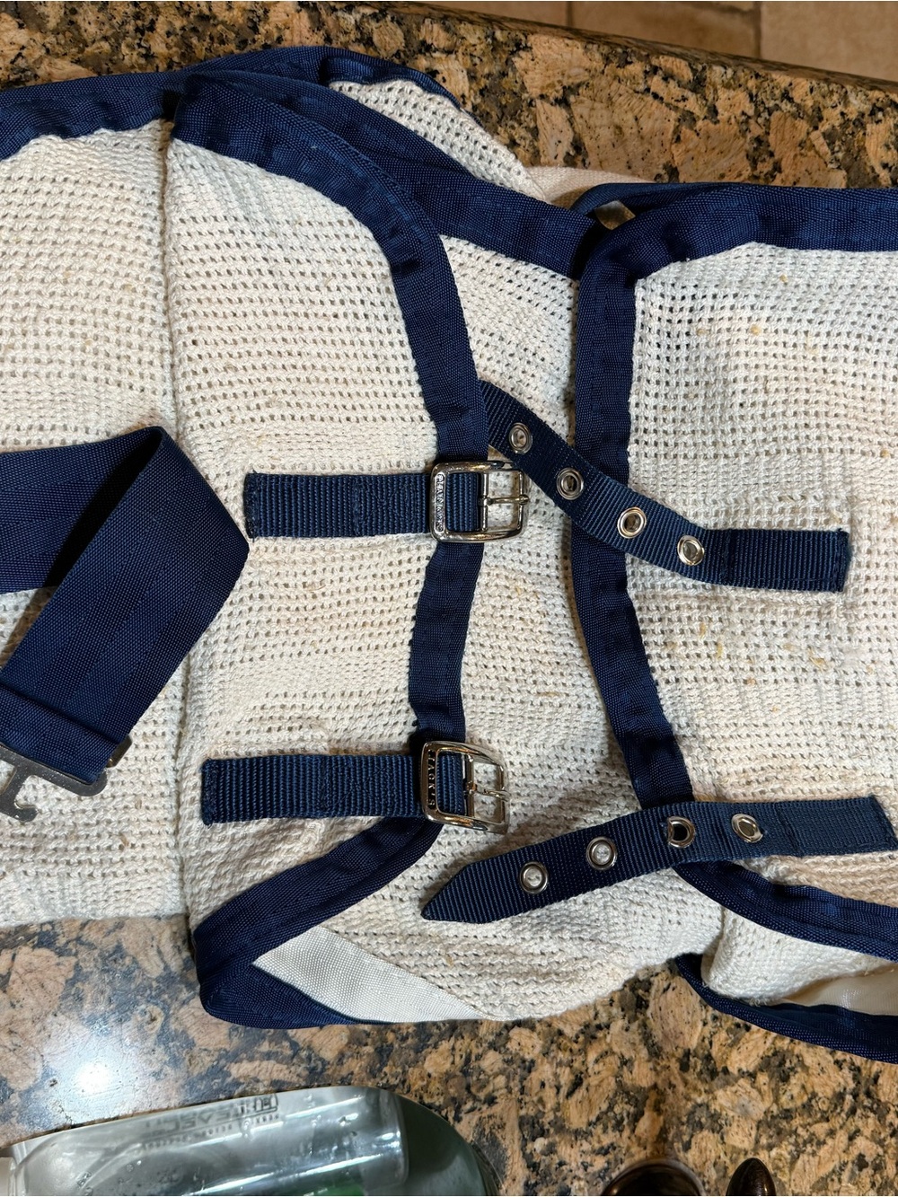 JACKS brand equestrian item : Scrim cotton horse size 66 Knit cooler white-navy